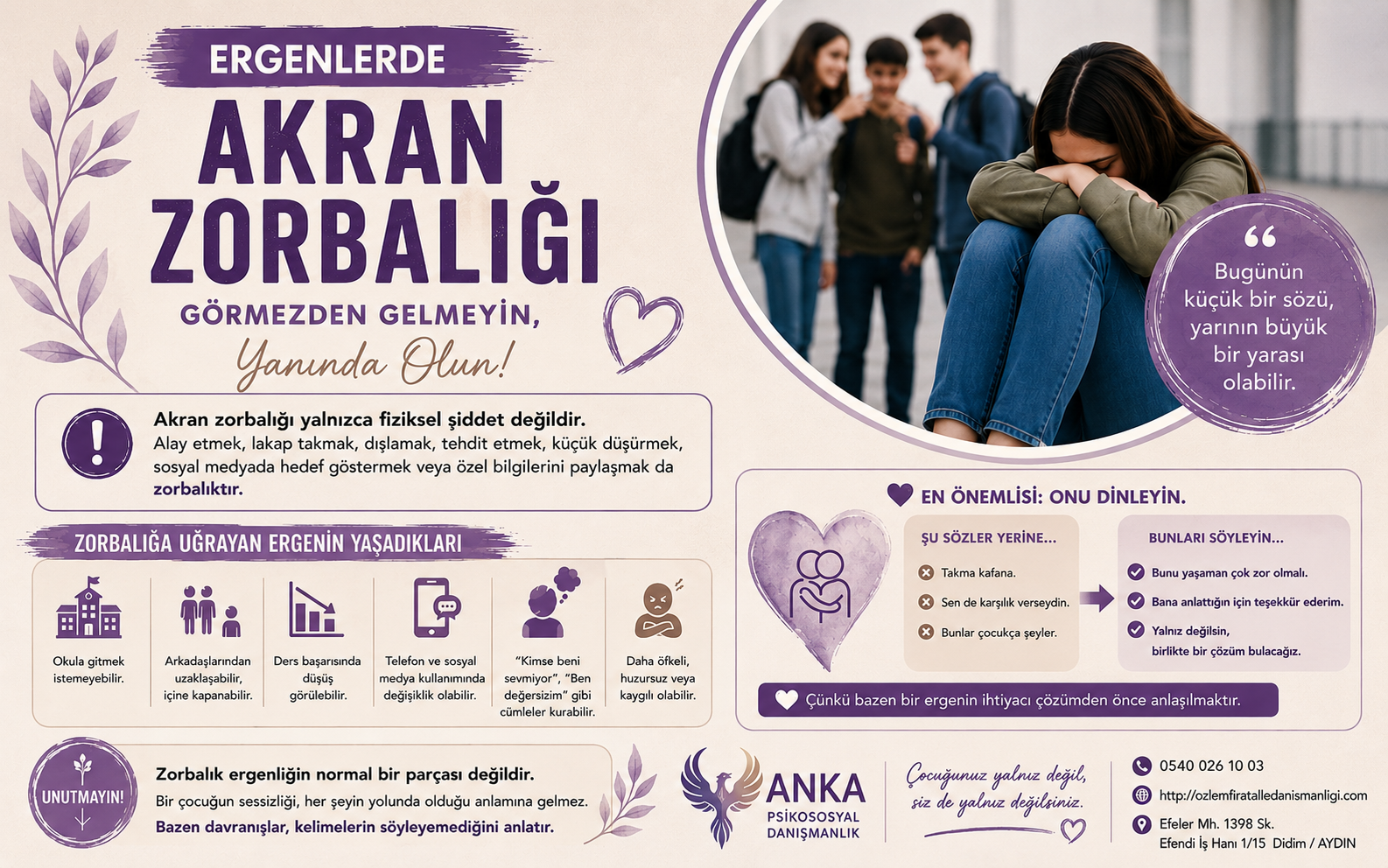 Gençlerdeve Çocuklarda akran zorbalığını görmezden gelmeyin.